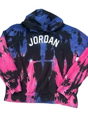 Jordan Tie-Dye Pullover Hoodie in Pink, Blue & Black